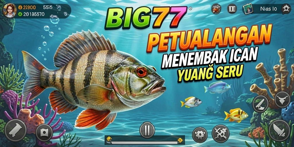 Tampilan gameplay seru dari BIG77 saat menembak ikan.