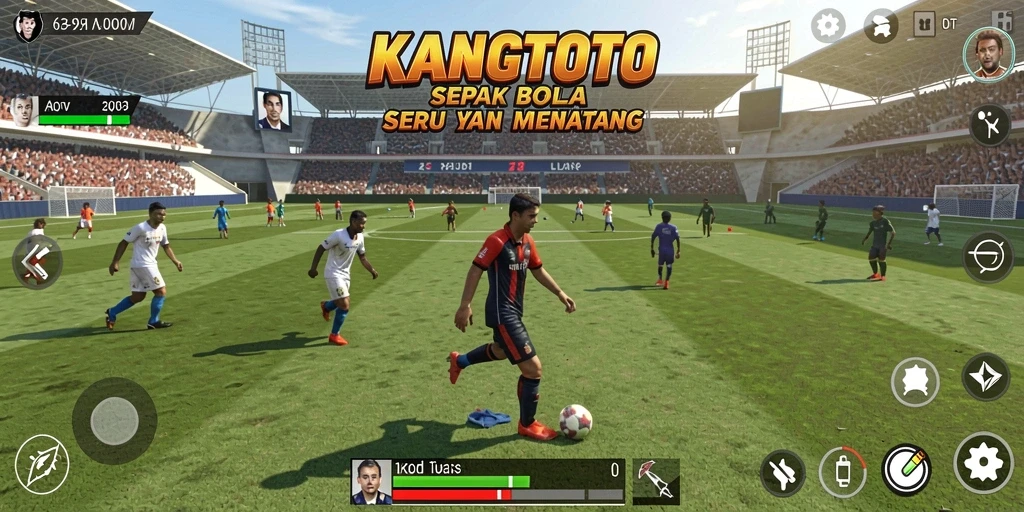 Gameplay KANGTOTO yang menarik dengan serunya pertandingan sepak bola.