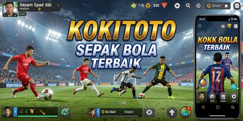 Screenshot menunjukkan aksi menegangkan di lapangan sepak bola KOKITOTO.
