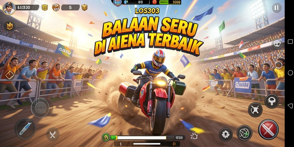 Screenshot menunjukkan aksi balapan seru dalam LOS303 yang menegangkan.