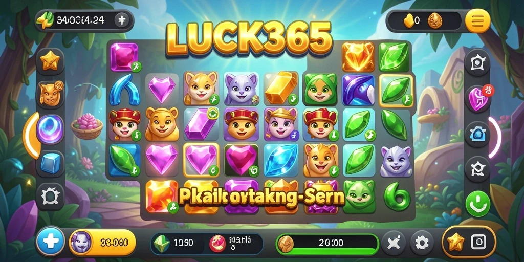 Screenshot gameplay LUCK365 menampilkan keseruan mencocokkan permata.