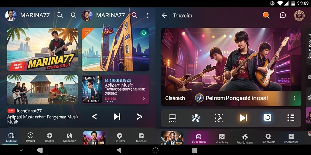 Tampilan gameplay MARINA77 dengan beragam fitur musik.