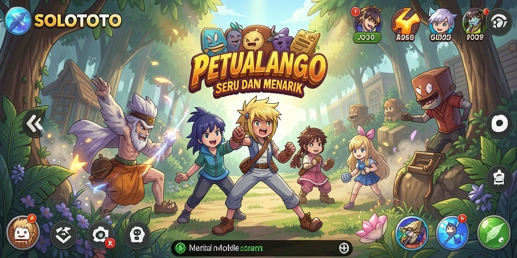 Screenshot gameplay SOLOTOTO menampilkan aksi menarik karakter Anime.