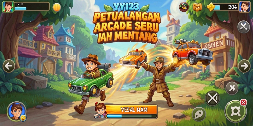 Tangkapan layar gameplay YY123 yang menunjukkan aksi seru di dalam game arcade.